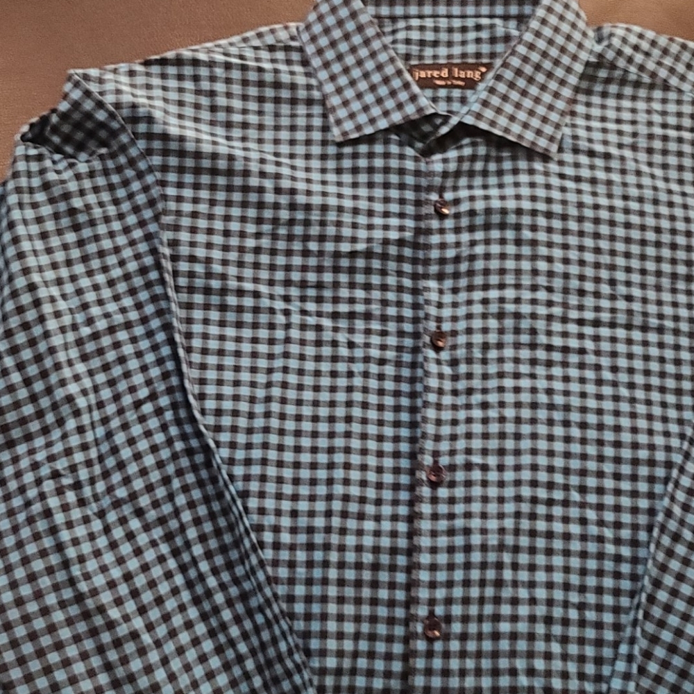 EUC VINTAGE Jared Lang Checked Casual Button Up